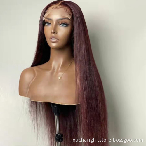13X6 13X4 Color 99j Red Burgundy 180% Virgin Wig Black Burgundy Hd Transparent Lace Front Wig Brown Blond Ombre Human Hair Wig